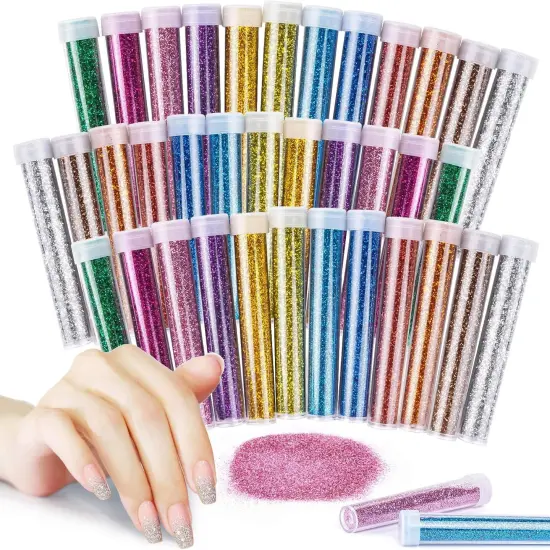 36 PCS Ultra Fine Glitter for Crafts Set of 12 Colors {1}