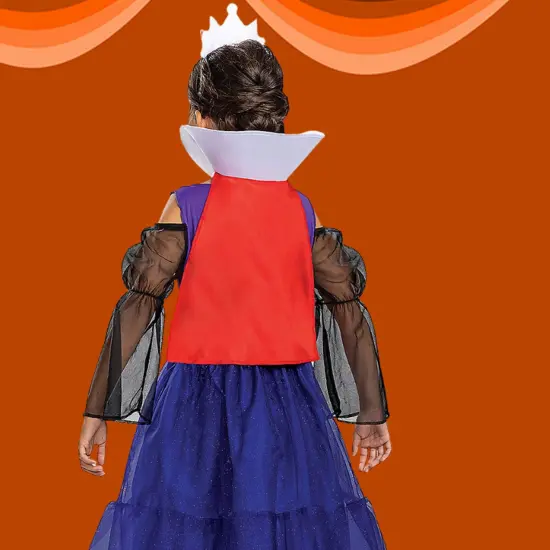 Kids Disney Evil Queen Costume Purple Black Dress with Crown Headband {5}