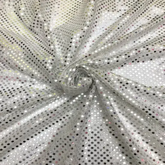 1 Yard White Silver Sparkle Mesh with Mini Sequins Polyester Fabri 42&Prime; Wide {1}