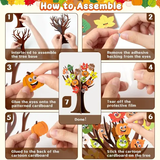 16Pcs Autumn Cartoon Maple Leaves-Fall Leaves Tree Craft Kits {4}