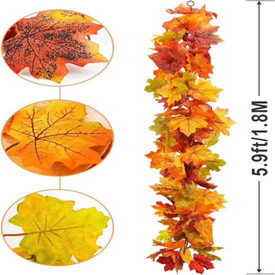 6 Packs Artificial Fall Leaves Garland - 5.9Ft/Pieces {2}