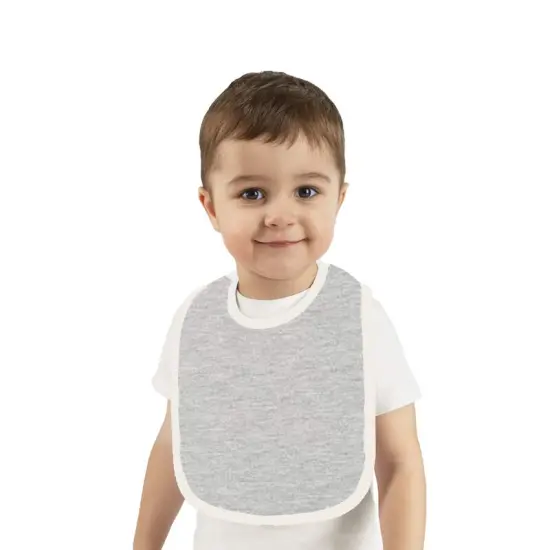 Rabbit Skins&reg; Infant Soft Contrast Trim Jersey Bib Heather/ white {1}