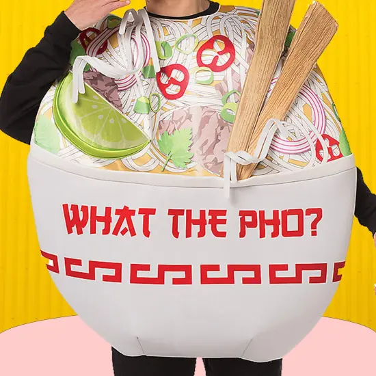 Funny Pho Noodle Bowl Adult Costume with 3D Chopsticks for Halloween and Parties {3}