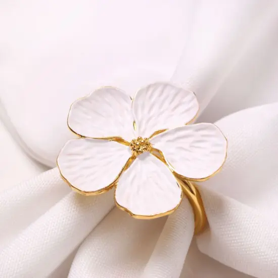 Flower Napkin Rings Set of 6 Gold {7}