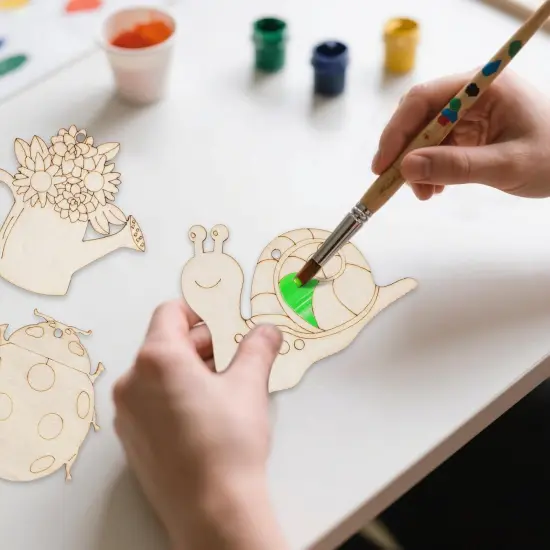 24PCS Spring Crafts for Kids, Wooden Spring Ornaments to Paint, 8 Styles Unfinished Wood {4}