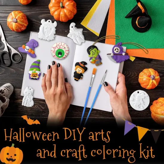 24 Sets Halloween DIY Painting Kits Paint Your Own Ceramics DIY Unpainted Plaster Statues Ready to Paint {2}