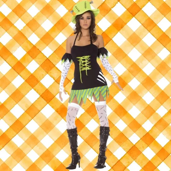 Womens Monster Halloween Costume with Dress Gloves Hat and Accessories {1}