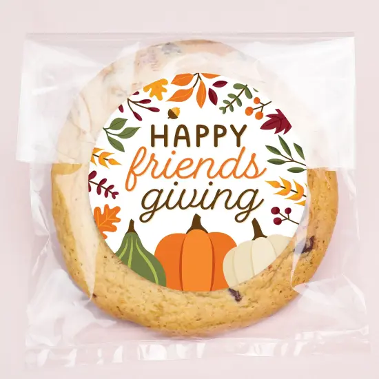 Big Dot of Happiness Fall Friends Thanksgiving Stickers and Clear Cookie Bags, Cellophane Treat Bags 4.25x7 Inches, Party Favor Gifts - 25 Count {1}