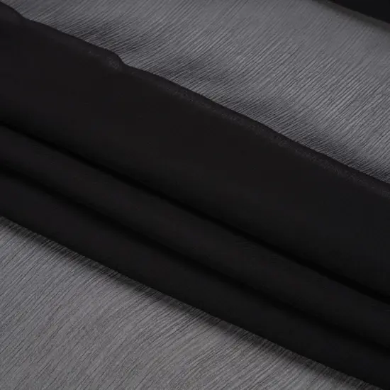 1 Yard Flowing Black Crinkled Silk Chiffon Fabric 43" Wide for Tops, Dresses & Ruffles {4}