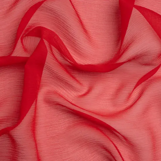 1 Yard Brick Sheer Crinkled Silk Chiffon Fabric for Flowing Dresses Scarves 43 inch Width {1}