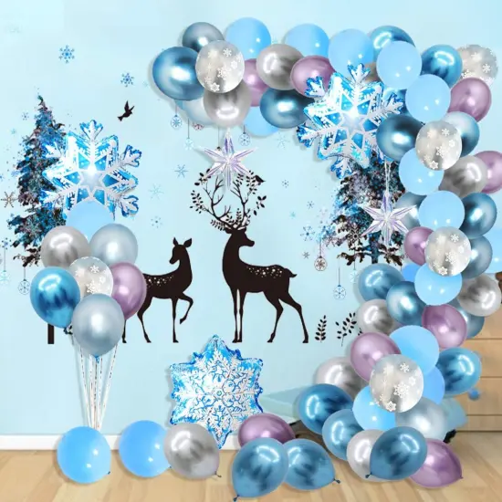 Snowflakes Balloon Garland Arch Kit Princess Winter Birthday Party Supplies Wonderland Girl Baby Party Decoration {5}