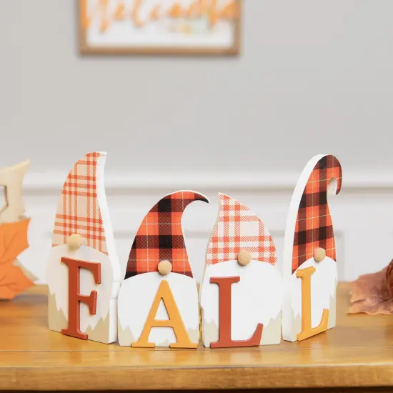 Northlight Plaid Gnomes Fall Harvest Wooden Sign - 10" Red {1}