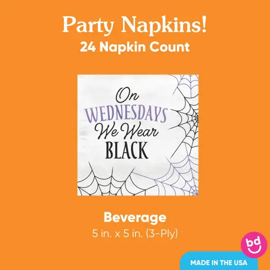 Big Dot of Happiness Goth Girl Napkins, Black and Purple Halloween or Gothic Birthday Party Decor, White 3-Ply Paper Beverage Napkins - 24 Count {7}