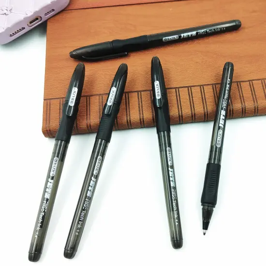 BAZIC Jetz 1.4 mm Tip Black FUSE Tech Ink Pen w/ Cushion Grip (5/Pack) {6}
