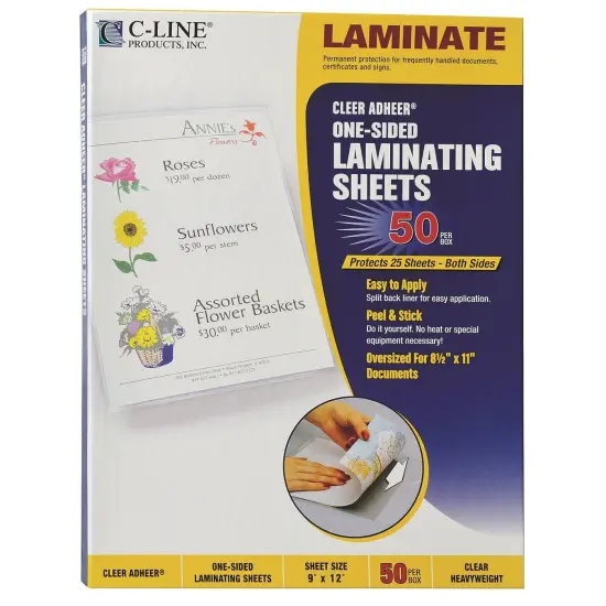 Cleer Adheer&reg; Heavyweight Laminating Sheets, 9&rdquo; x 12&rdquo; (Box of 50) {1}