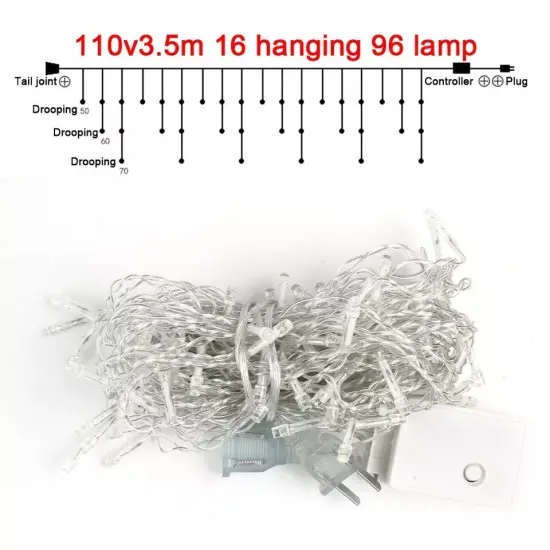 13FT LED Fairy Icicle Light String RGB Curtain Lights Christmas Party Decor Lamp {3}