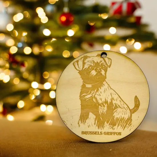 Ornament - Brussels Griffon Dog Raw Wood {4}