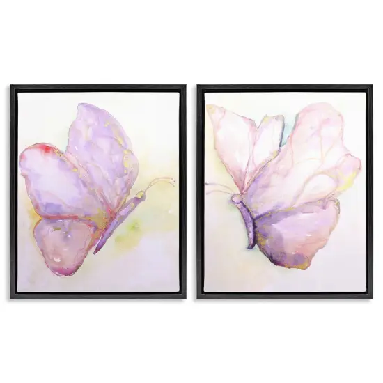 Stupell Industries Girls Glam Butterfly Wings Framed Floater Canvas Wall Art Gold Floater Frame {7}