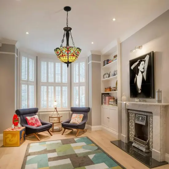 Ceiling Light Stained Glass Pendant Lamp Tiffany Chandelier Flush Mount Fixture {2}