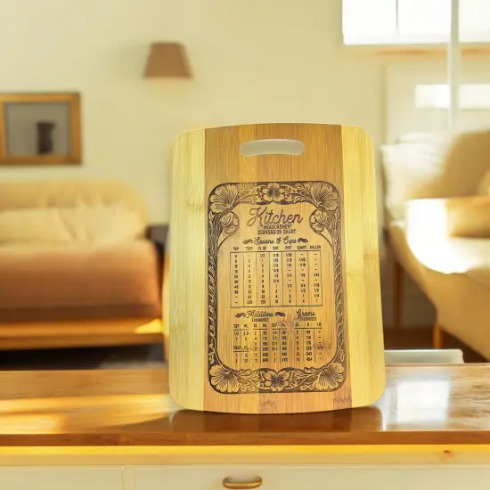 Bamboo - Kitchen Conversion Chart Cutting Board 14''x9.5''x.5'' {3}