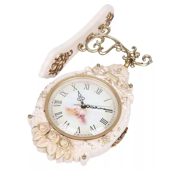 Double-Sided Wall Mounted Clock Accurate Pointer Clock Vintage Hanging Clock {1}