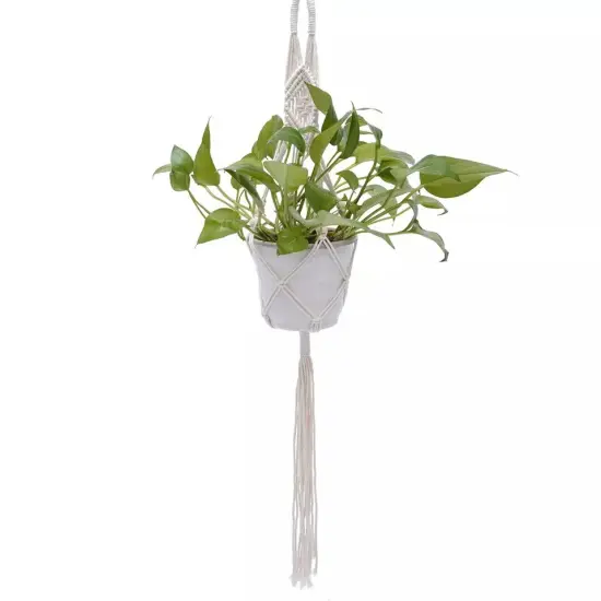 White Plant Hangers Hanging Planters Pot with Cotton Rope Eco-Friendly {1}