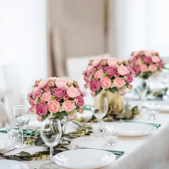 4 Bundles Artificial Peonies Silk Flowers (Mix Pink) {3}