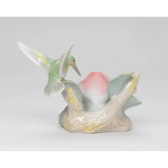 Ceramic Hummingbird with Peace Rose Figurine, Bird Watcher Gift, Gift for Her, Nature Lover Gift {3}