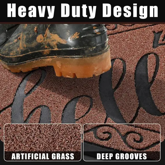 Outdoor Indoor Door Mat Outside Entrance 29.5 x 17, 100% Waterproof All-Season Front Welcome Mat, Washable Heavy Duty Doormat, Stain and Fade Resistant, Low Profile, Easy Clean,Maroon {2}