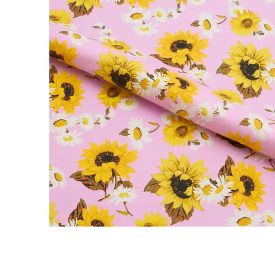 Sunflowers on Pale Pink Printed Spandex Fabric Multicolor {5}