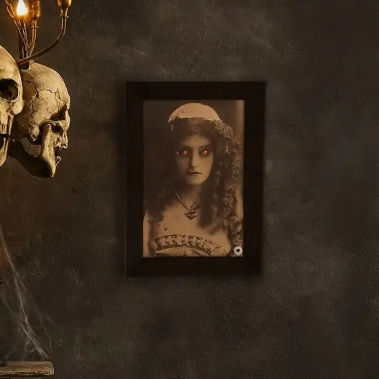 14" x 19" Light Up LED Eyes Halloween Portrait Wall Art {3}