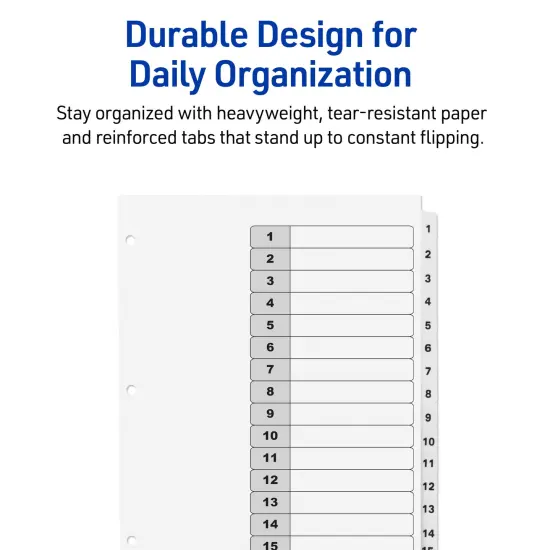 Avery Dividers for 3 Ring Binders, 15 Tabs per Set, Customizable Table of Contents, Classic White Tabs (3 Sets of 11079) {5}