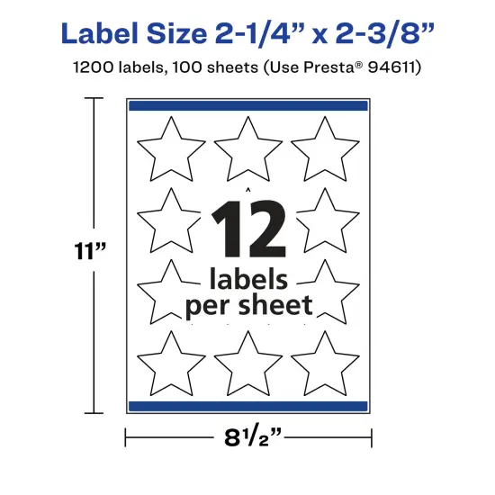Avery Glossy Clear Star Labels with Sure Feed, 2-1/4" x 2-3/8" {5}