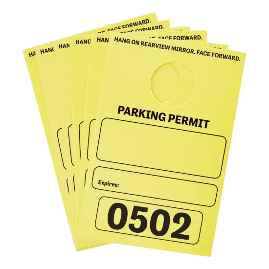 500 Pack Parking Permit Hang Tags, Parking Passes Numbered 501-1000 for Car Mirrors, Events (Yellow) {3}