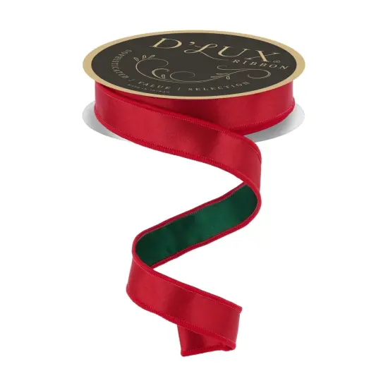 7/8" Satin Fused Ribbon: Red/Emerald Green (10 Yards) {1}