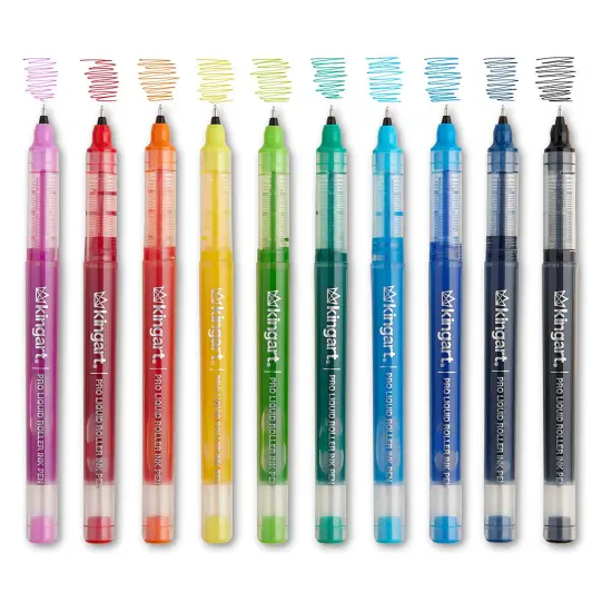 KINGART&reg; PRO Liquid Roller Ink Pens, 10 Colors {1}