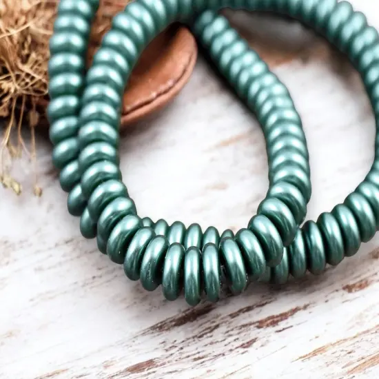 8x3mm Teal Celestial Pearl Rondelle Beads (16" Strand) {3}