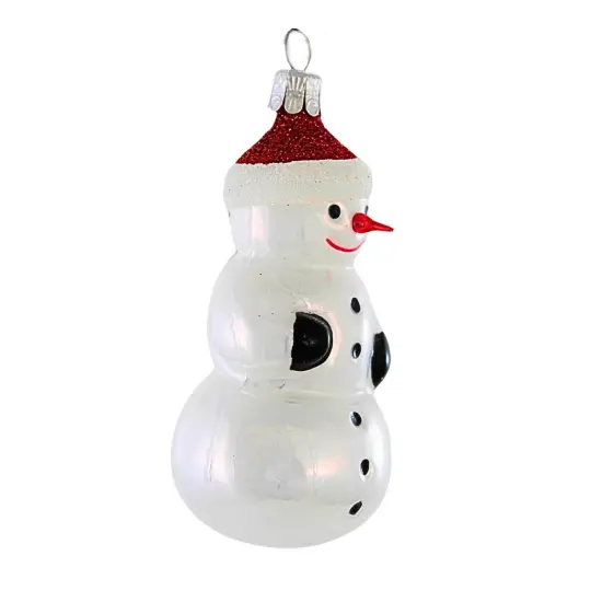 Golden Bell Collection 3.5 Inch Carrot Nose Snowman Christmas Tree Ornament , Christmas Decor Ornament Czech Christmas Frosty White {3}