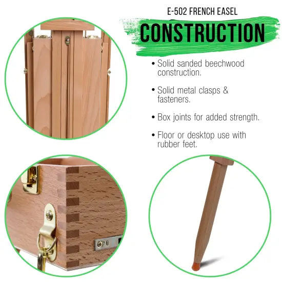 Coronado Small Wooden French Style Field & Studio Sketchbox Easel - Art Easel for Adults, Drawer, Palette - Adjustable Wood Tripod Stand, Portable Artist Table For Painting, Sketching {5}