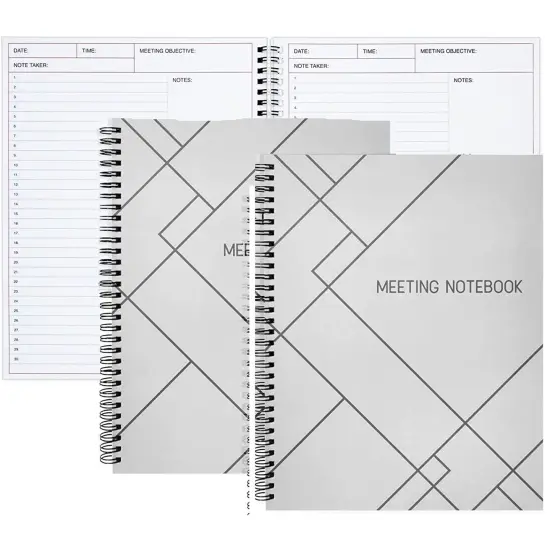 2 Pack Meeting Notebooks for Work, Spiral-Bound Daily Planner for Project Management, Office, Business, Note Taking, Organizer (160 Pages, 8.5 x 11 In) White {6}