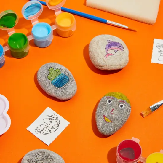 Painting Rocks Set for Kids with Paint, Brushes, Stencils, Googly Eyes (53 Pieces) Multicolor {2}