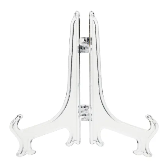 24 Pack Small Easel Stand for Mini Decorative Plates, Clear Display Holders for Signs, Greeting Cards, Place Cards, Photos (5.3 In) {7}