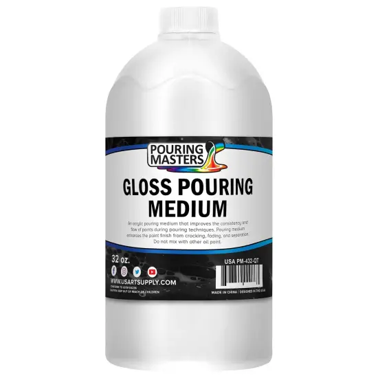 Professional Gloss Pouring Medium 32oz (Quart) - Improves Paint Flow & Cell Effects Creator, Viscosity Adjuster for Art Acrylic Painting {1}