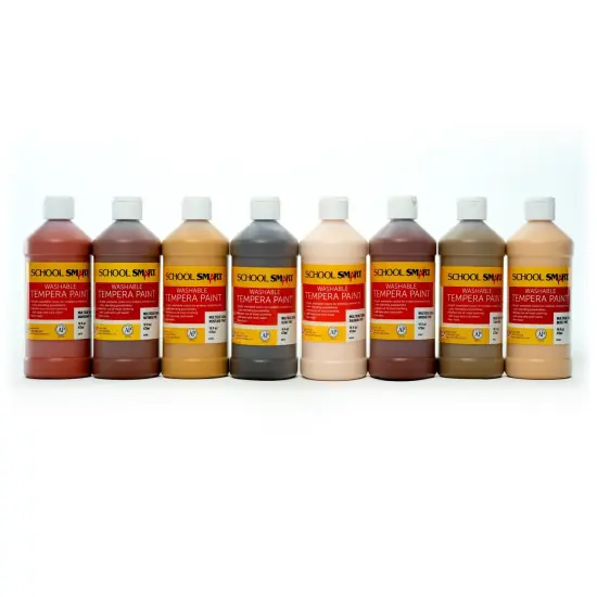 School Smart Washable Tempera Paints, Assorted Multi-Ethnic Colors, Pint Set of 8 {5}