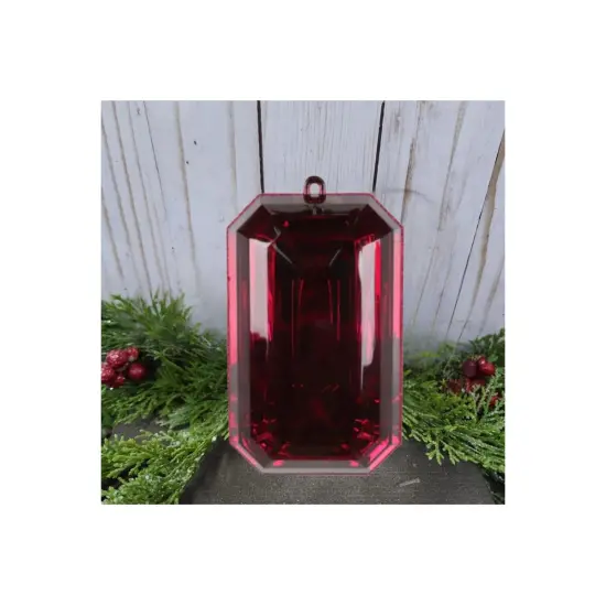 8" Acrylic Rectangle Jewel Ornament: Burgundy {3}