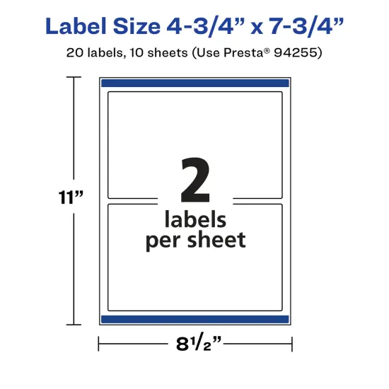 Avery Glossy White Rectangle Labels with Sure Feed, 4.75" x 7.75" {5}
