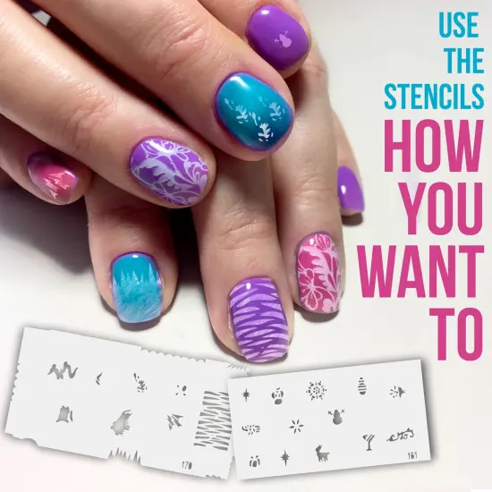 Airbrush Nail Stencils - Nail Art Stencils Set #9: 300 Unique Designs from 20 Individual Templates {3}