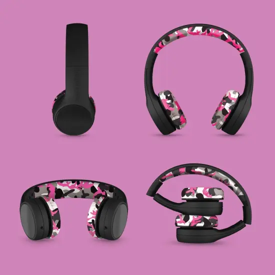 LilGadgets Connect+ Style On-Ear Kids Headphones with Microphone - SharePort Technology, SoftTouch Padding, Detachable Cable, Noise Reduction, Durable & Adjustable - Pink Camo Multicolor {6}