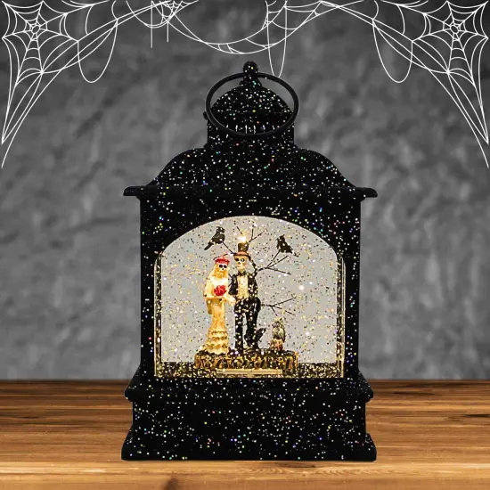 Ganz 8.5 Inch Spooky Couple Water Lantern Halloween Lighted Glass Accent , Lighted Halloween Decor Bribe Groom Lighted Black {4}