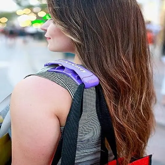 2 Pack, Black - As seen on Shark Tank, Soft Cushion Grip, Hands Free Grocery Bag Carrier, Plastic Bag Holder, Haul Sports Gear, Click and Carry with Ease {5}